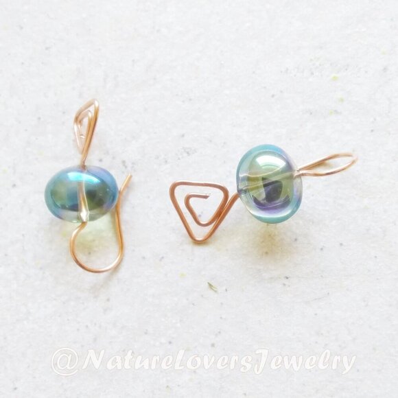 Minimalist - Geometric - Triangle! Short Chunky Iridescent Boho Dangle Earrings - Picture 4 of 7